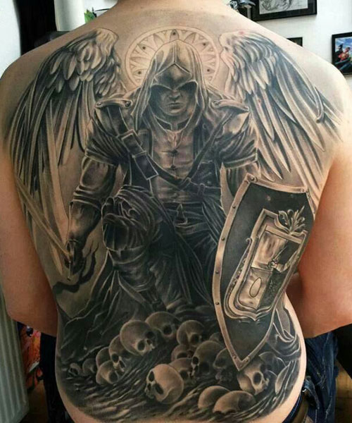 Warrior Angel Back Tattoo
