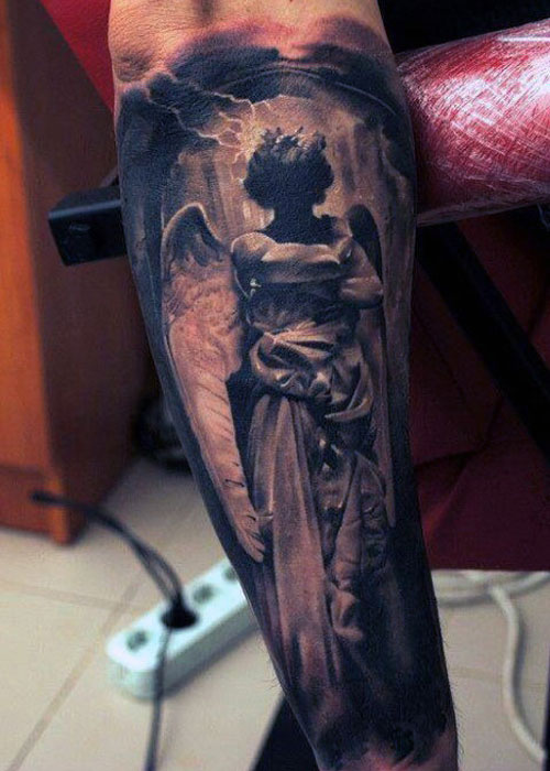 Badass Faceless Guardian Angel Tattoo