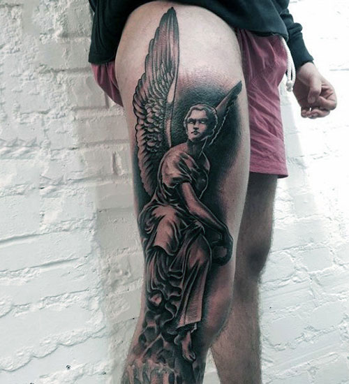 Cool Full Leg Angel Tattoo Designs