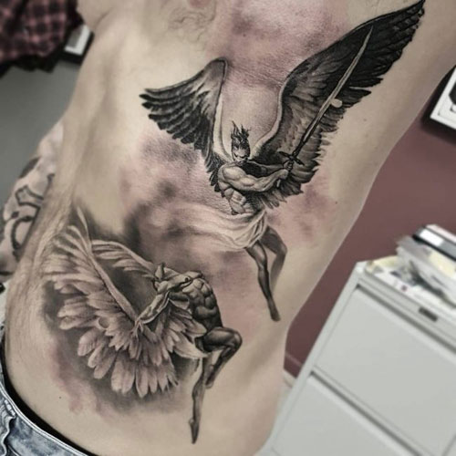 Cool Angel Battle Tattoo