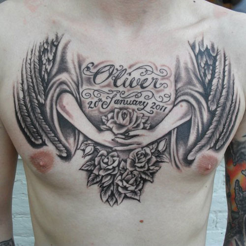 Angel Chest Tattoo Designs