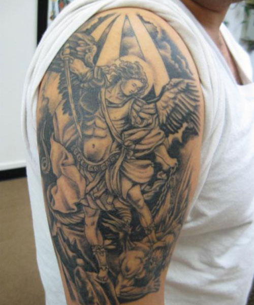 Awesome Shoulder Angel Tattoos For Guys