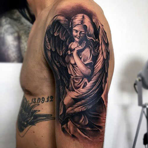 Black and White Angel Tattoo