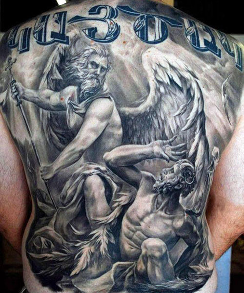 Full Back Angel Tattoos For Men