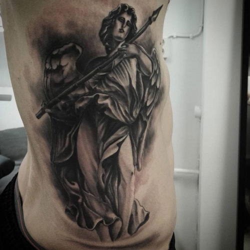 Female Angel Tattoo on Side For Men