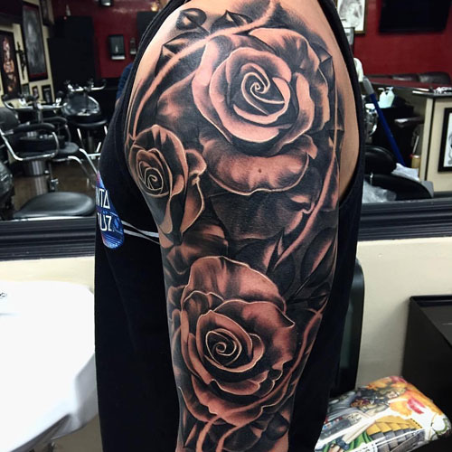 Beautiful Rose Arm Tattoo Designs For Men