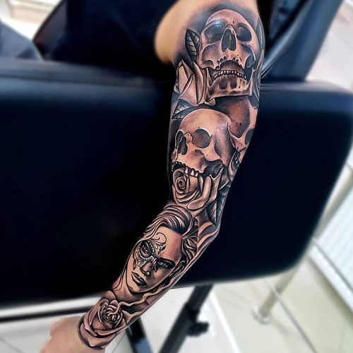 Badass Skull Arm Tattoo Ideas For Men
