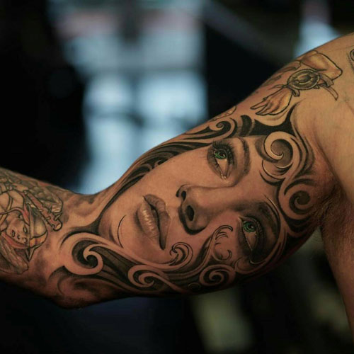 Awesome Inner Bicep Arm Tattoos