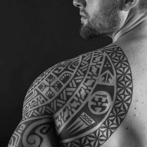 Arm, Shoulder and Back Tribal Tattoo Designs For Guys