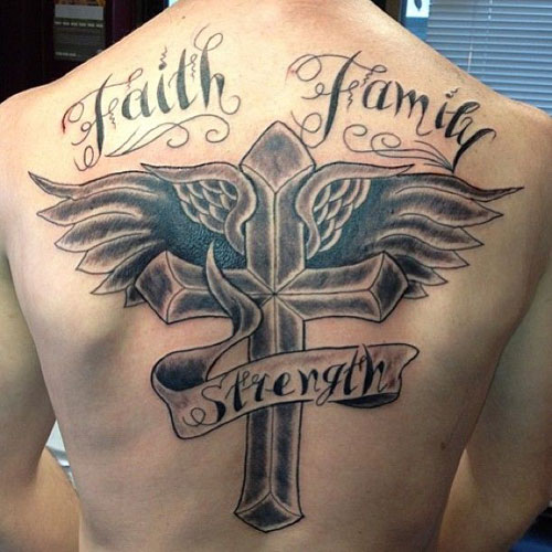 Faith and Family Back Tattoos