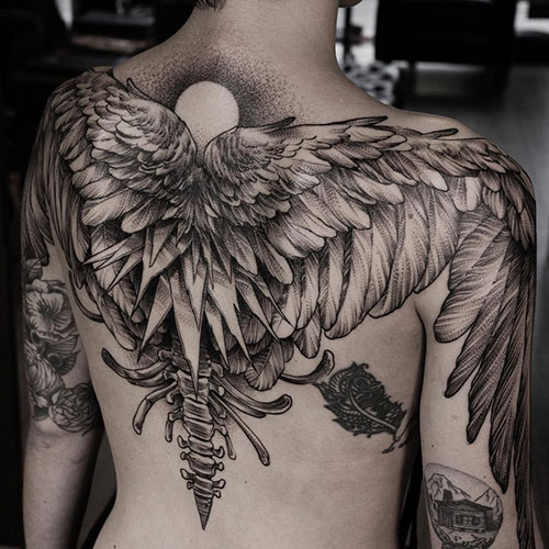 Cool Angel Wings Back Tattoo
