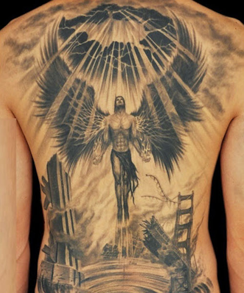 Angel Back Tattoos For Guys