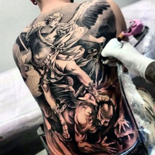 Angel Warrior Back Tattoo Designs