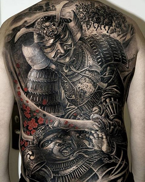 Japanese Warrior Tattoo on Back For Men