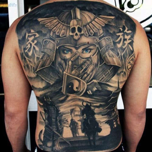 Awesome Warrior Back Tattoos For Men