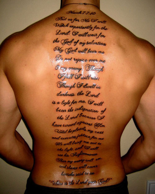 Bible Verse Quote Back Tattoo