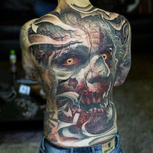 Back Tattoo Ideas For Guys - Zombie