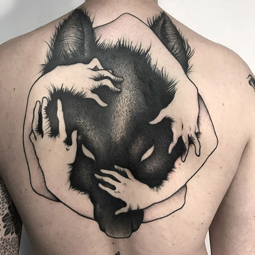 Badass Wolf Back Tattoo