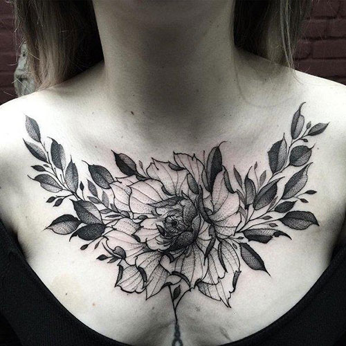 Flower Chest Tattoo Designs