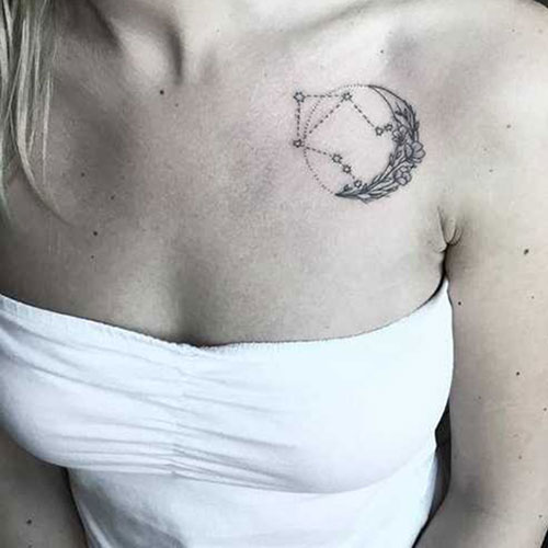 Moon Chest Tattoo