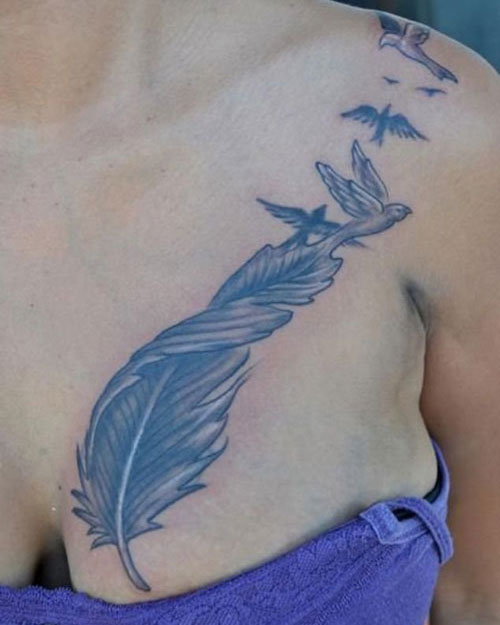 Feather Chest Tattoo Ideas