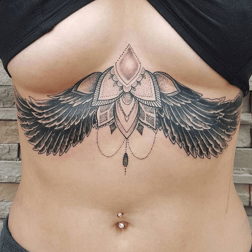 Angel Wings Chest Tattoo