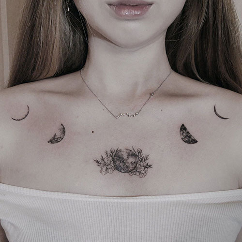 Moon Cycle Chest Tattoo