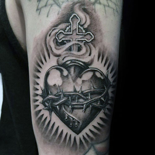 Heart and Cross Tattoo