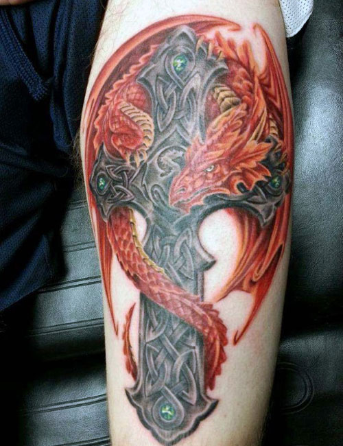 Dragon and Cross Tattoo Designs