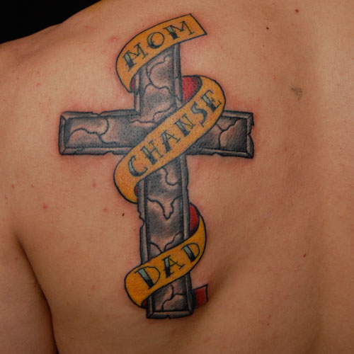 Cross and Name Tattoos