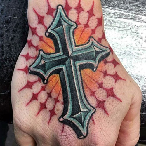 Cool Cross Tattoo on Hand