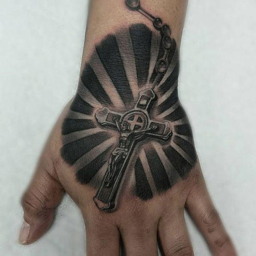 Small Cross Tattoo on Hand