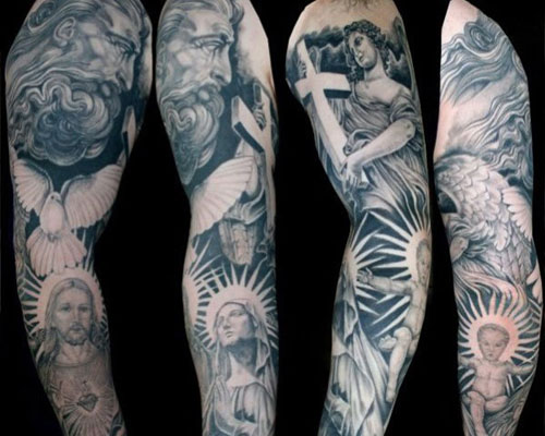 Manly Sleeve Cross Tattoos