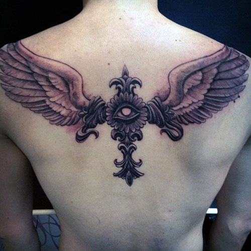 Cross with Wings Tattoo