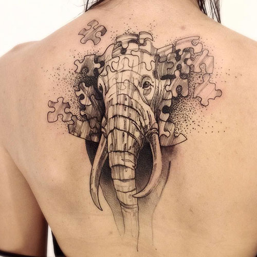 Cool Elephant Back Tattoo
