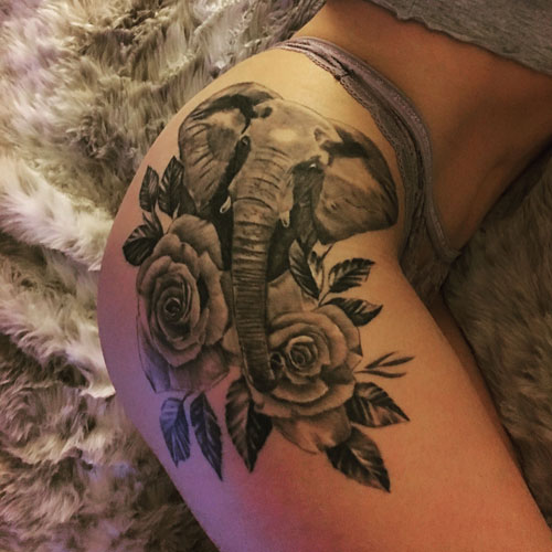 Elephant Flower Tattoo