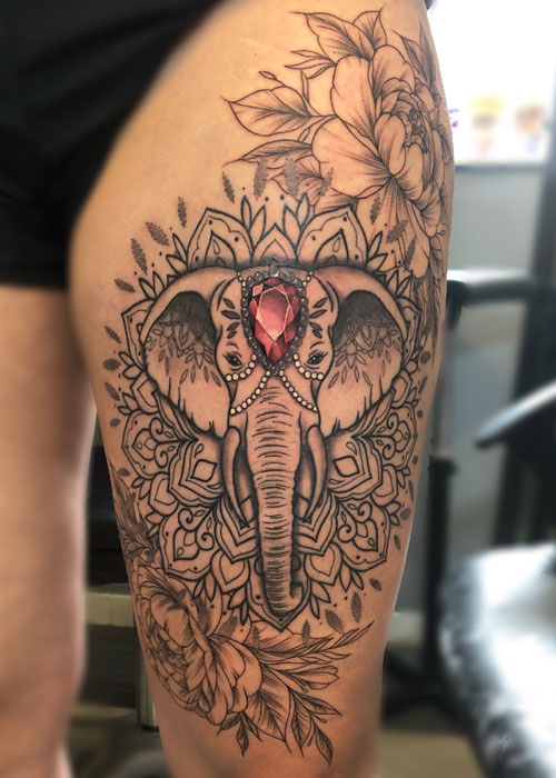 Sexy Mandala Elephant Tattoo