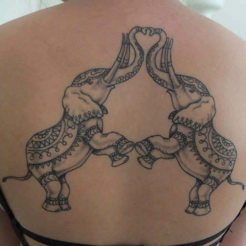 Cute Elephant Heart Tattoo
