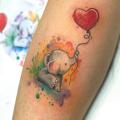 Meaningful Elephant Heart Tattoo