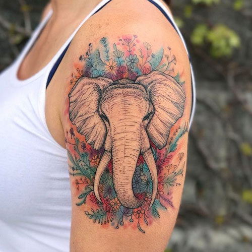 Elephant Shoulder Tattoo