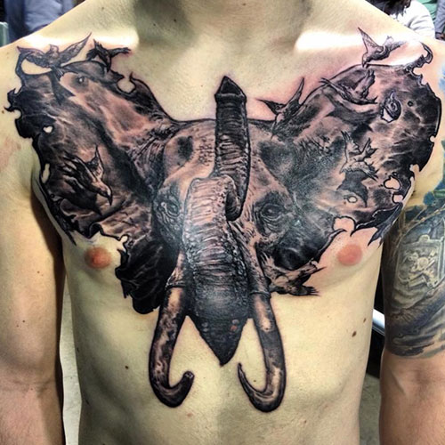 Best Elephant Chest Tattoo