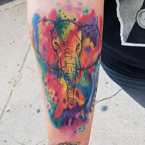 Colorful Elephant Tattoo