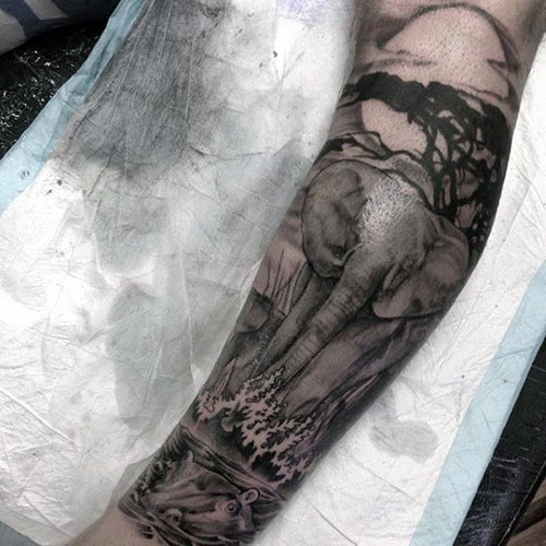 Elephant Sleeve Tattoo