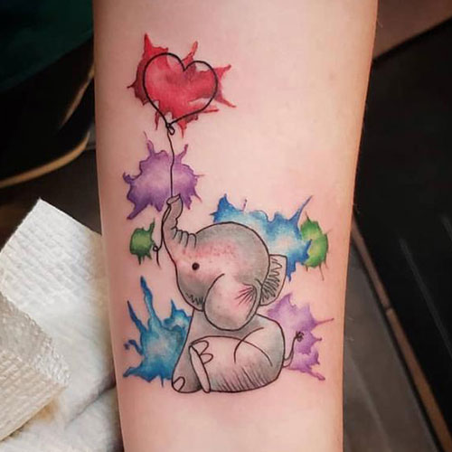 Baby Elephant Watercolor Tattoo Designs
