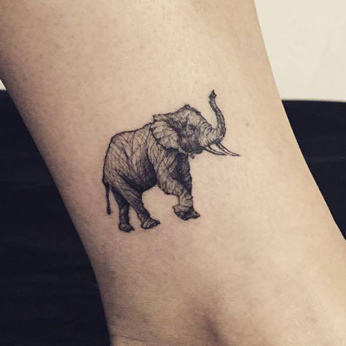 Realistic Elephant Ankle Tattoo