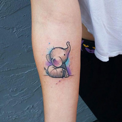 Small Elephant Forearm Tattoos For Women