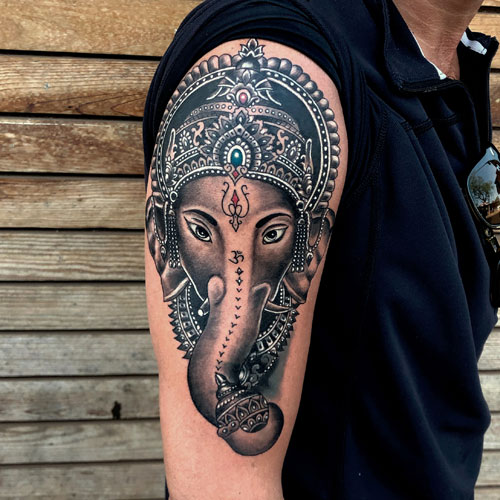 Hindu Elephant Arm Tattoo