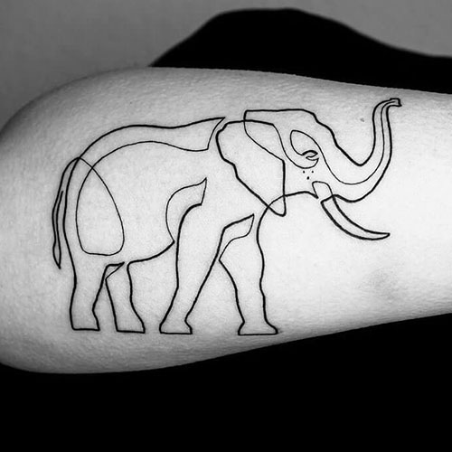 Cool Elephant Outline Tattoo