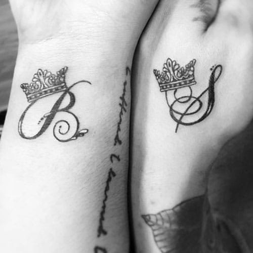 King and Queen Matching Couple Tattoos