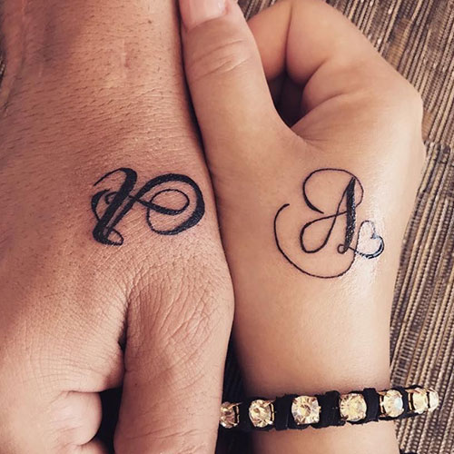 Cute Couple Initials Tattoos